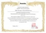 Сертификат выдающихся достижений в продажах Макита 2014 во Владимире